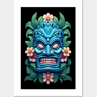 Blue Tiki Mask Posters and Art